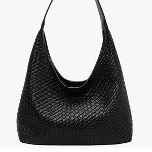 Elegant Black Woven Hobo Bag